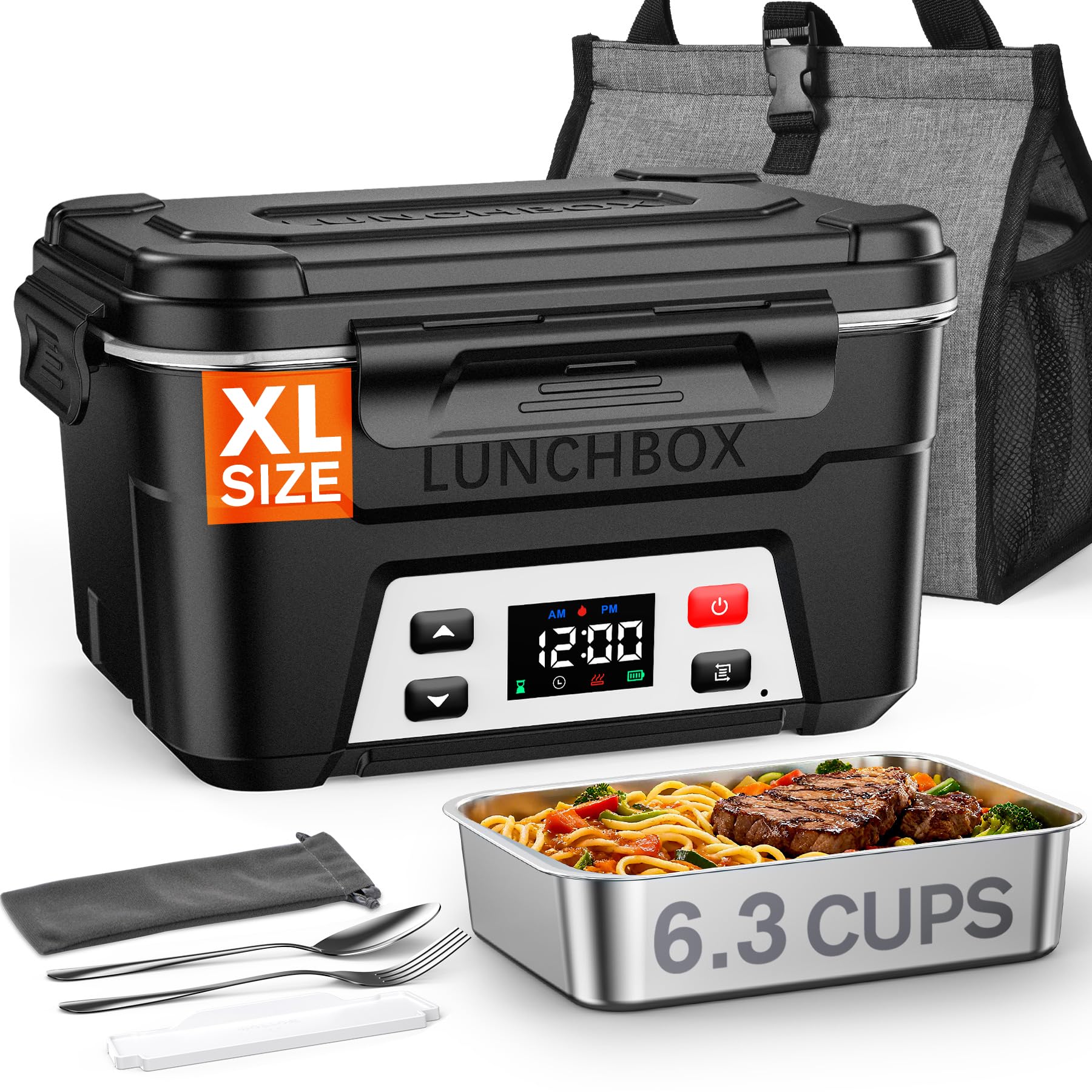 View 1 of **FOR PARTS ONLY**
EAST OAK Cordless Electric Lunch Box for Adults, Battery Powered Heated Lunch Box for Work, Travel, 6.3 Cups Rechargeable Self Heating Food Heater, Memory Function & Automatic Keep Warm, Classic Black