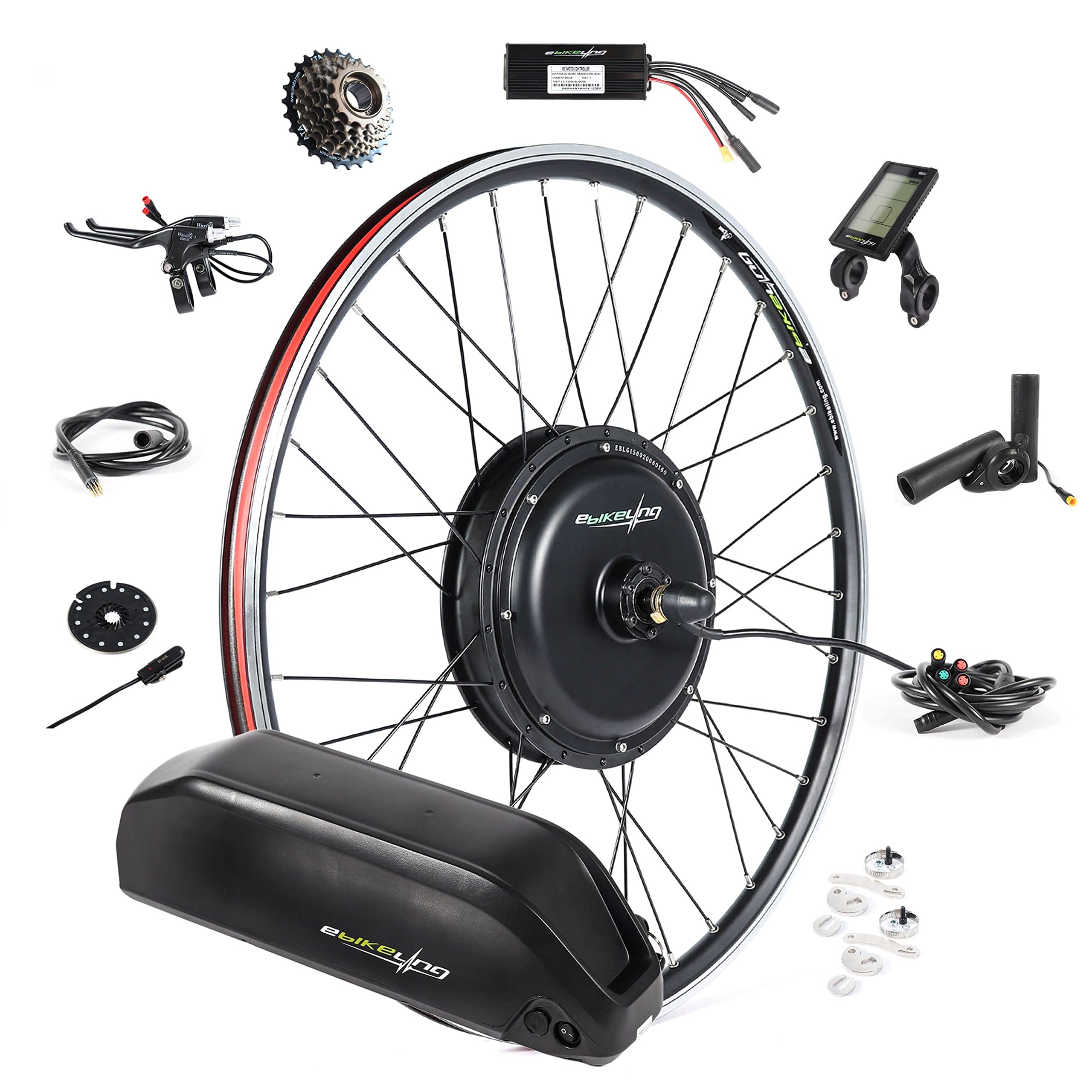 EBIKELING Waterproof Ebike Conversion Kit with Battery 700C Direct Drive Front/Rear Wheel Electric B