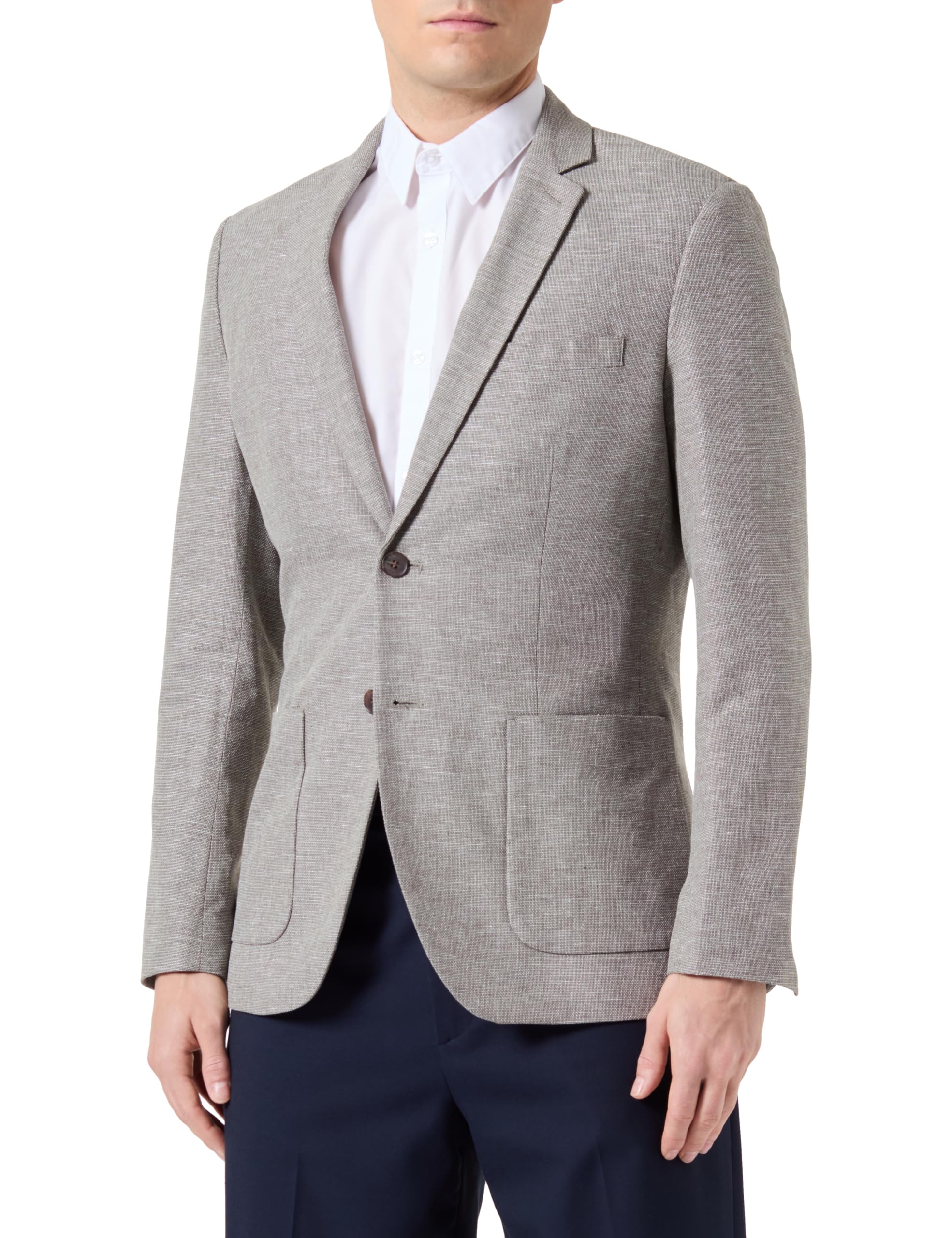 SELETED HOMME Męska marynarka Slhslim-Bath Linen BLZ, oliwkowy (Burnt Olive), 54
