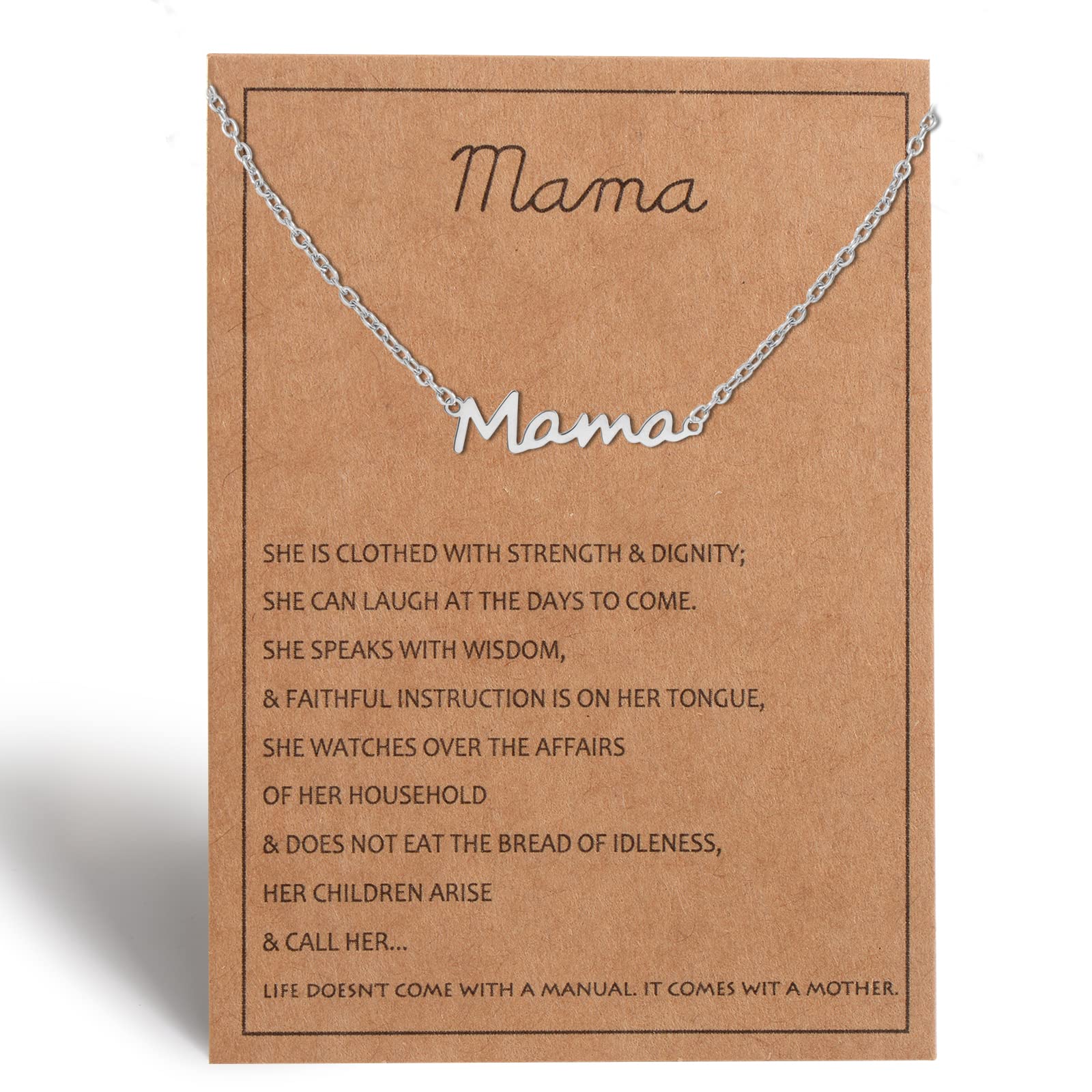 NONTAIMama necklace for Women - Silver, Gold & Rose Gold Mom Jewelry for Women, Gifts for New Mom, Expecting Mom Gift for Pregnant Friend, Mom to be Gifts with Cards