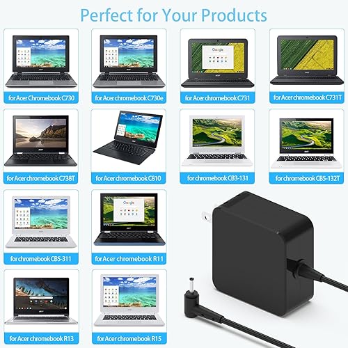 Miniatura 4 de Cargador para portátil de 65 W compatible con Acer Swift 3 5 1 Spin 3 5 1 SP315-51 SP314-52 SP314-53 SP513-52N SP111-31 Swift SF315-41 SF315-41G