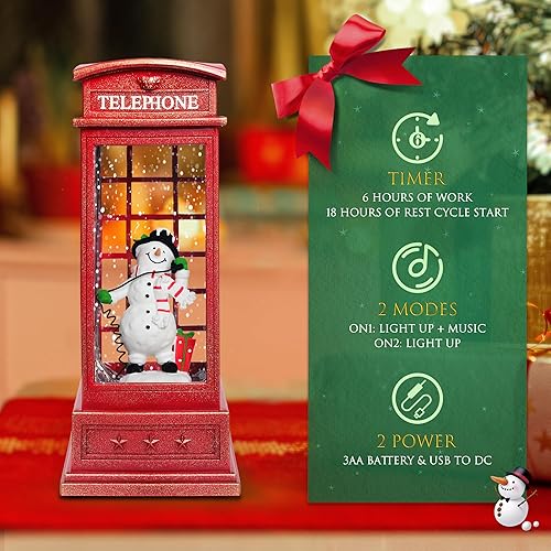 Miniatura 6 de Globos de nieve de Navidad, muñeco de nieve de 10 pulgadas con purpurina de Navidad con 8 canciones, batería de temporizador de 6 horas y caja de