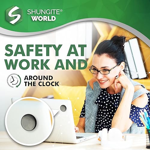 Miniatura 8 de 7 calcomanías auténticas de Shungite pulidas de 1.57 pulgadas (1.575 in) de piedra de energía curativa genuina placa de protección para teléfono