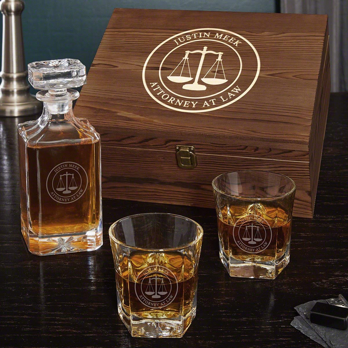Scales of Justice Personalized Whiskey Decanter Set (Custom Product)