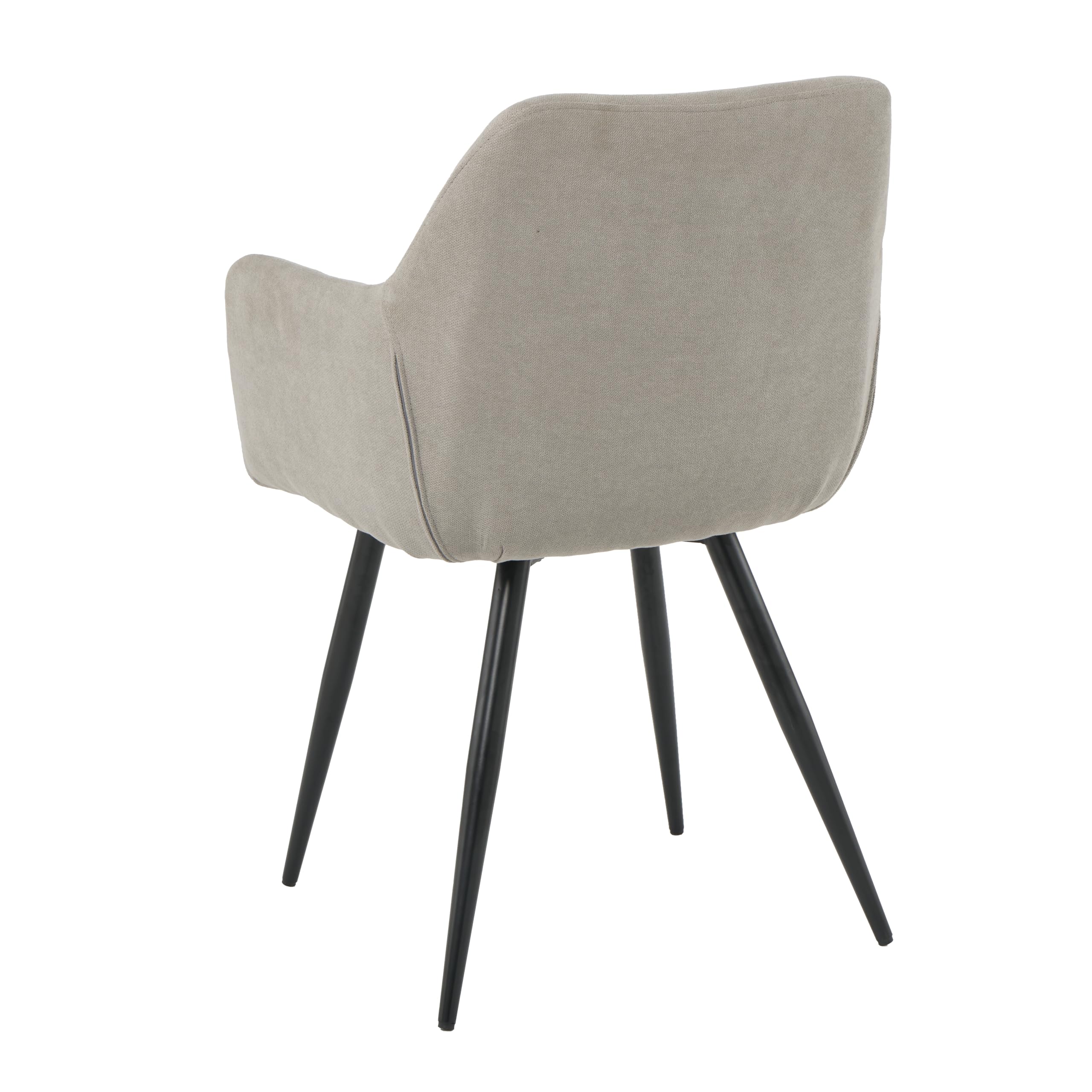 Pack de 2 Sillas de Comedor en Lino Gris Claro – Sillas Ergonómicas, Confortables y Acolchadas con Reposabrazos – Respaldo Curvado y Patas de Metal Negro – Diseño Elegante para Cocina, Salón y Comedor