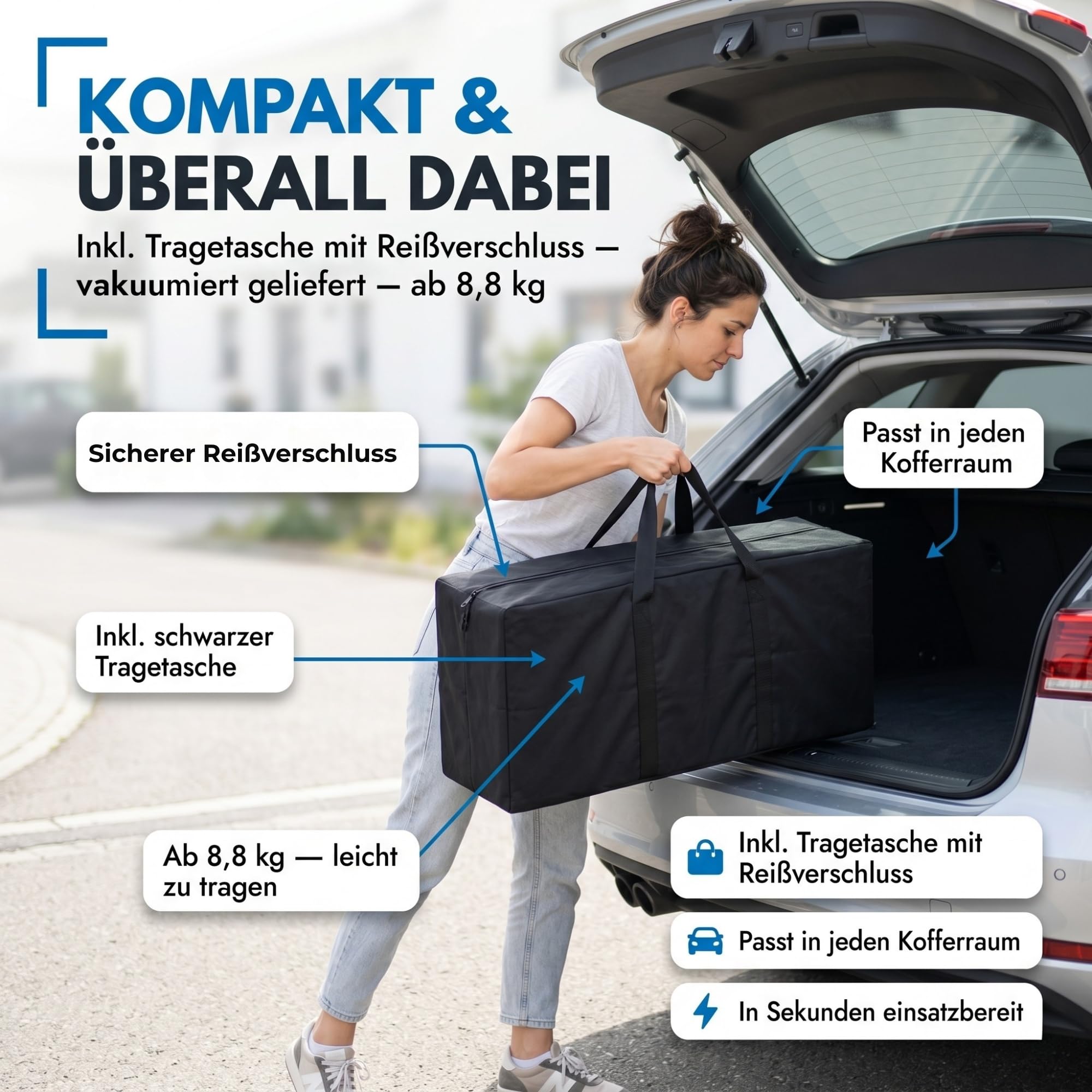 Arensberger Multifold Klappmatratze 90x200 cm | 15cm, Gästematratze | Gästebett klappbar, Faltmatratze, Camping Matratze, Klappsofa, Schlafmatratze, Bezug abnehmbar, Gel Foam, platzsparend