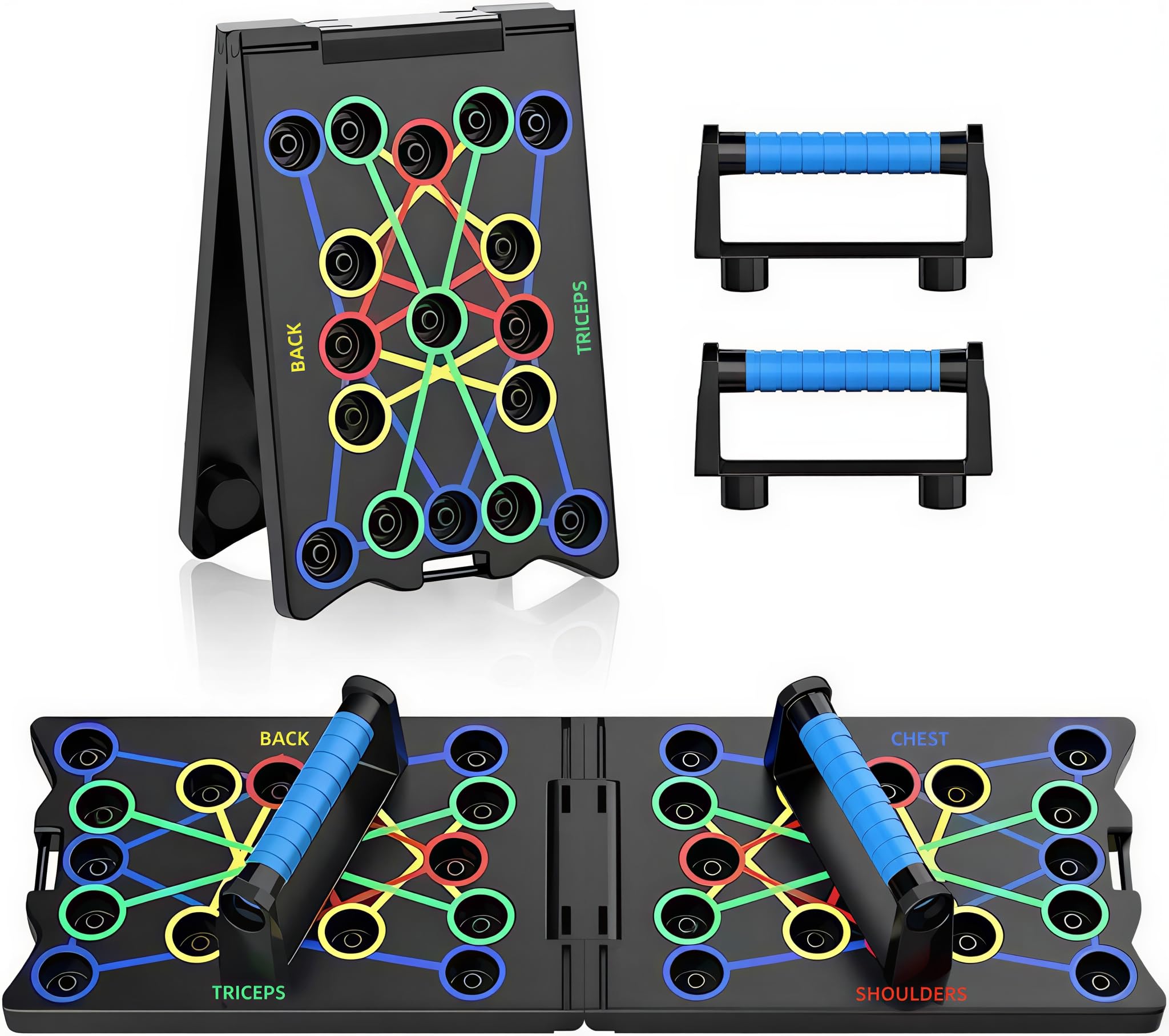 Portable Push Up Board For Men & Women, 24 in1 Multi-function and Foldable Home Workout, Burn Fat Strength Training Equipment for Upper Body - Chest, Back, Triceps and Shoulders