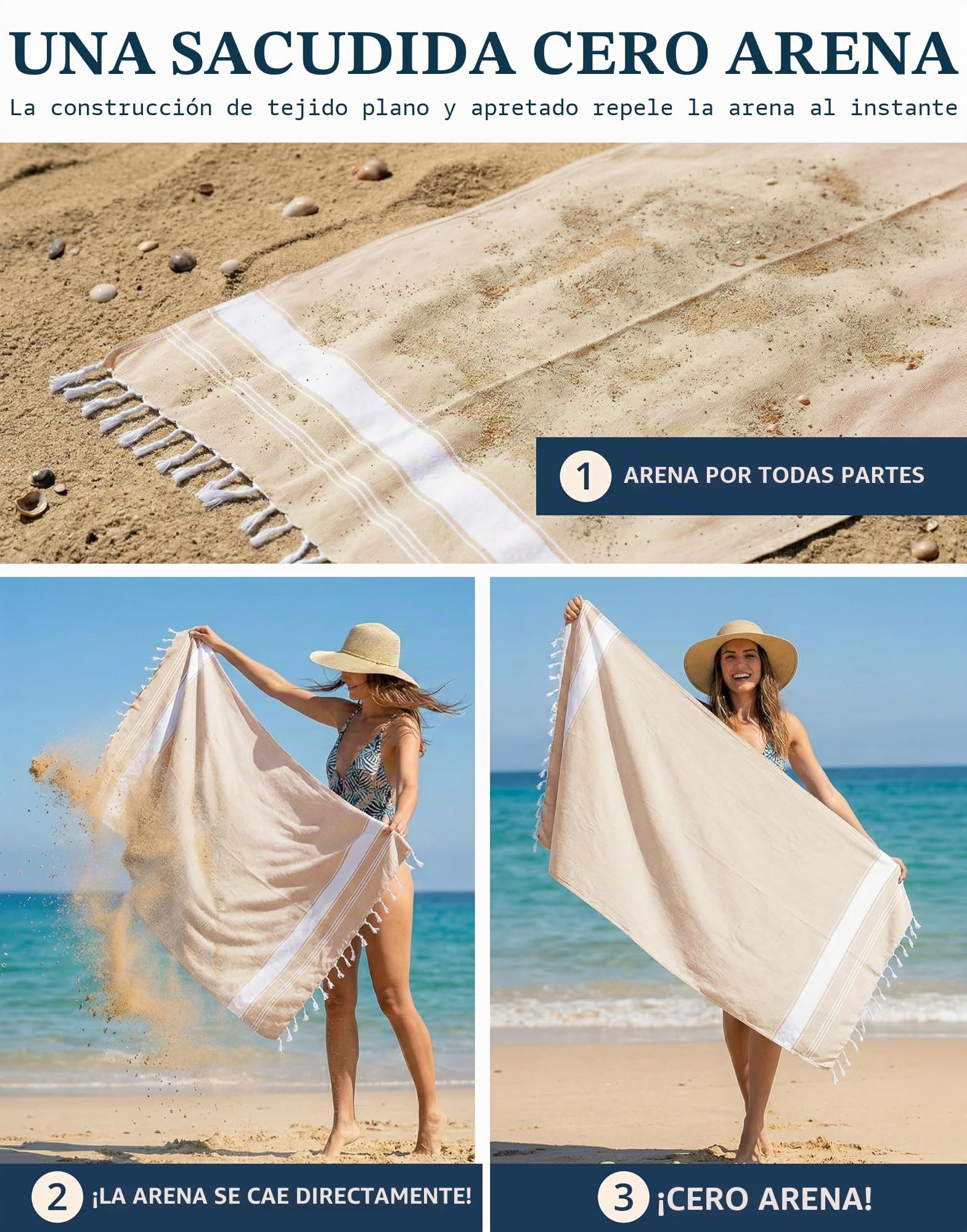 LANE LINEN Paquete de 4 toallas de playa de gran tamaño para adultos, toallas de playa ligeras de viaje, prelavadas para una sensación suave al tacto, toallas de playa de secado rápido, 39 x 71