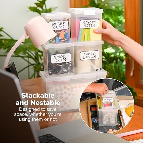 Miniatura 5 de Bostitch Konnect - Contenedores de almacenamiento con tapas, organizador, caja de plástico transparente, contenedores apilables, paquete de 3