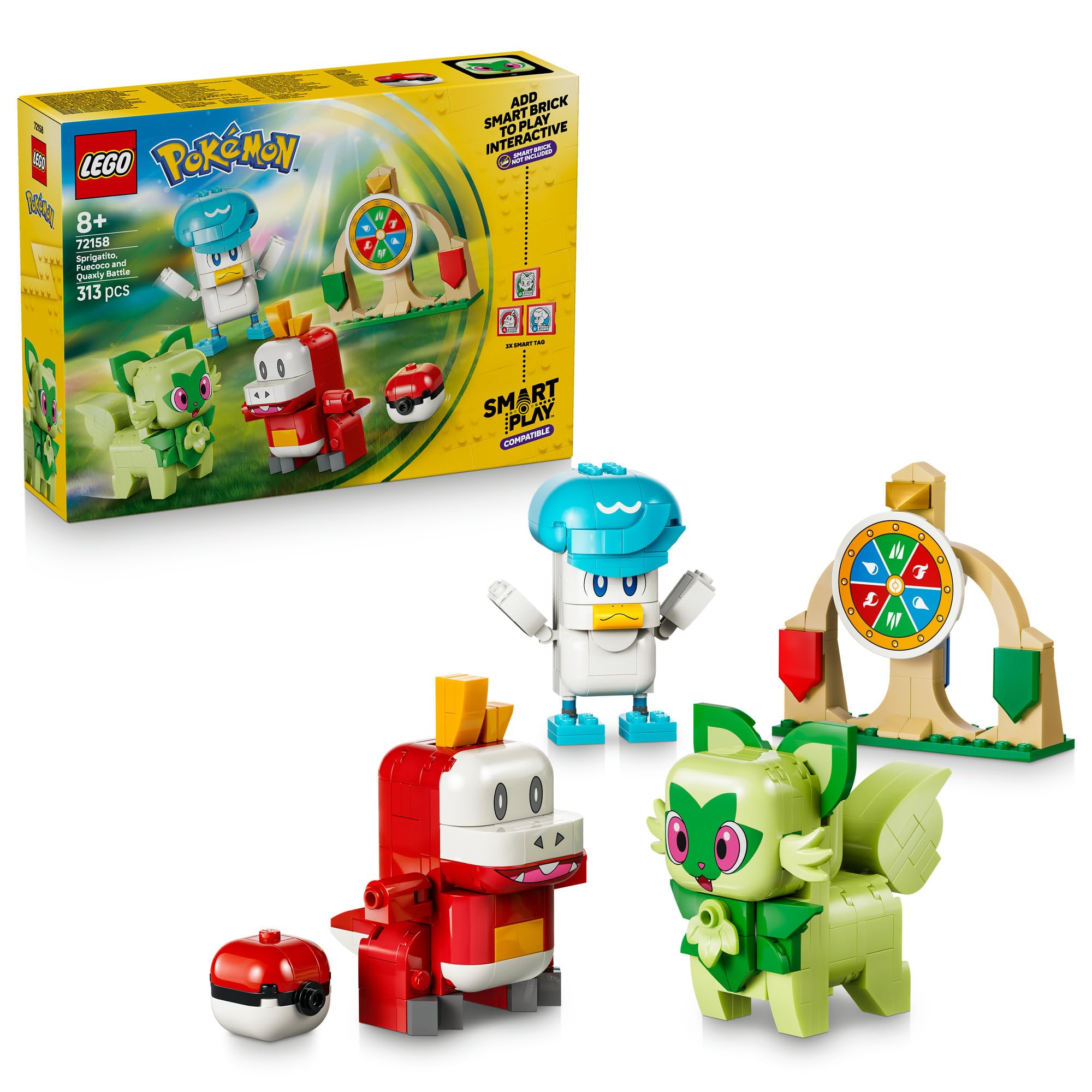 LEGO® Pokémon™ SMART Play™: Sprigatito, Fuecoco and Quaxly Battle 72158 Compatible Interactive Toy Set Incl. 3 SMART Tags and 3 Pokémon - Playset Idea for 8+ Year Old Boys and Girls
