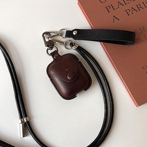 Miniatura 7 de Funda de cuero para AirPods de 12 generación, funda premium a prueba de golpes con correa para el cuello  Bonitos accesorios de viaje para mujeres,
