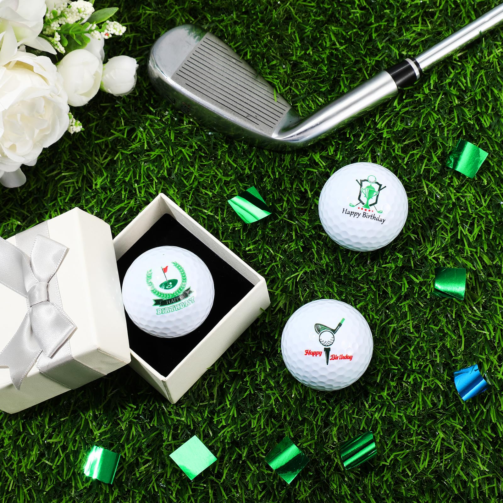 Threan 3 Piezas Juego de Regalo Pelota de Golf para Hombres Papás Tamaño Estándar