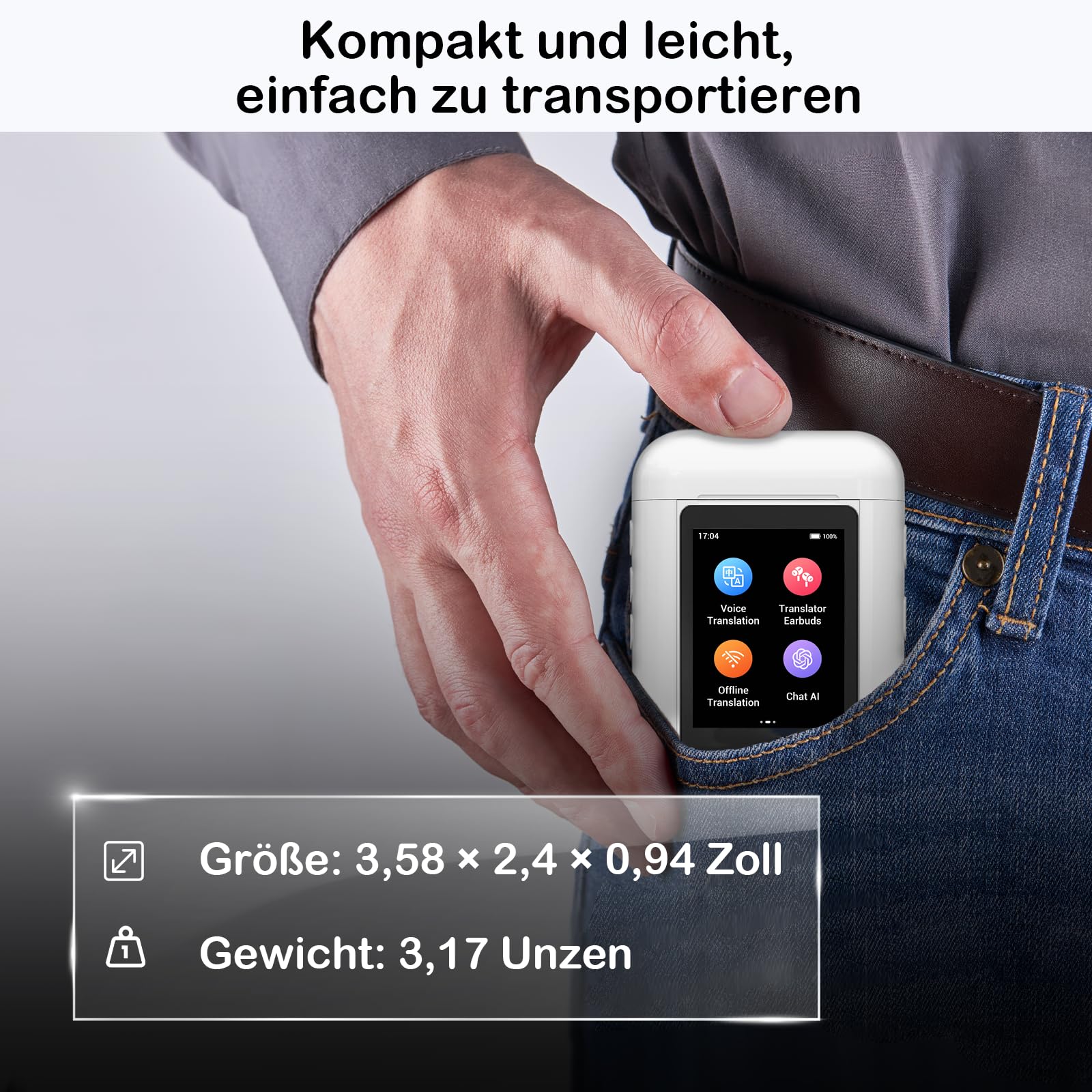KI 2-in-1 Übersetzer kopfhörer, 16 Sprachen beliebig gegenseitig offline übersetzen ohne App/WLAN, Übersetzer mit 144 Online-Sprachen, A8 Übersetzer für Reisen/Business