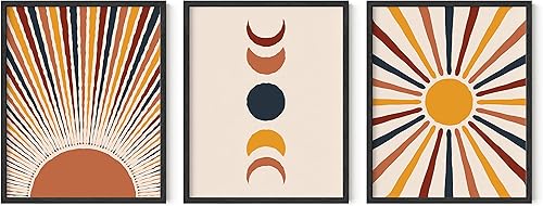 Miniatura 8 de HAUS AND HUES Juego de 3 impresiones artísticas de pared de mediados de siglo y terracota  Arte de pared de luna  Decoración de pared de arte