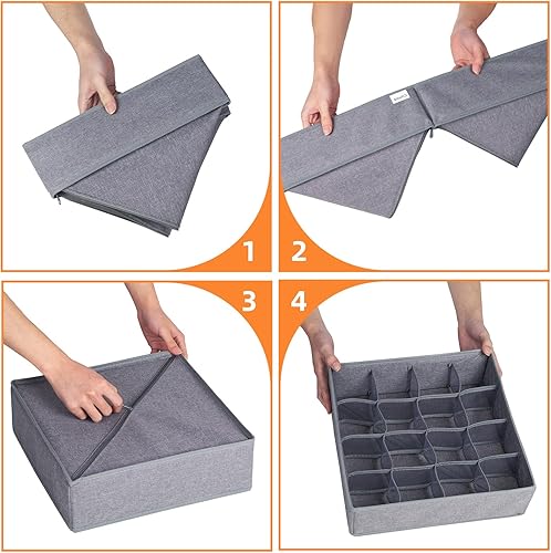 Miniatura 7 de Criusia Paquete de 6 organizadores de cajones grandes para ropa interior de calcetines, organizadores de armario de tela resistente lavable y