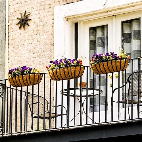 Miniatura 6 de Sekcen Maceta de barandilla para ventana, terraza, balcón, riel de 24 pulgadas, para porche, valla, patio, exterior, paquete de 2