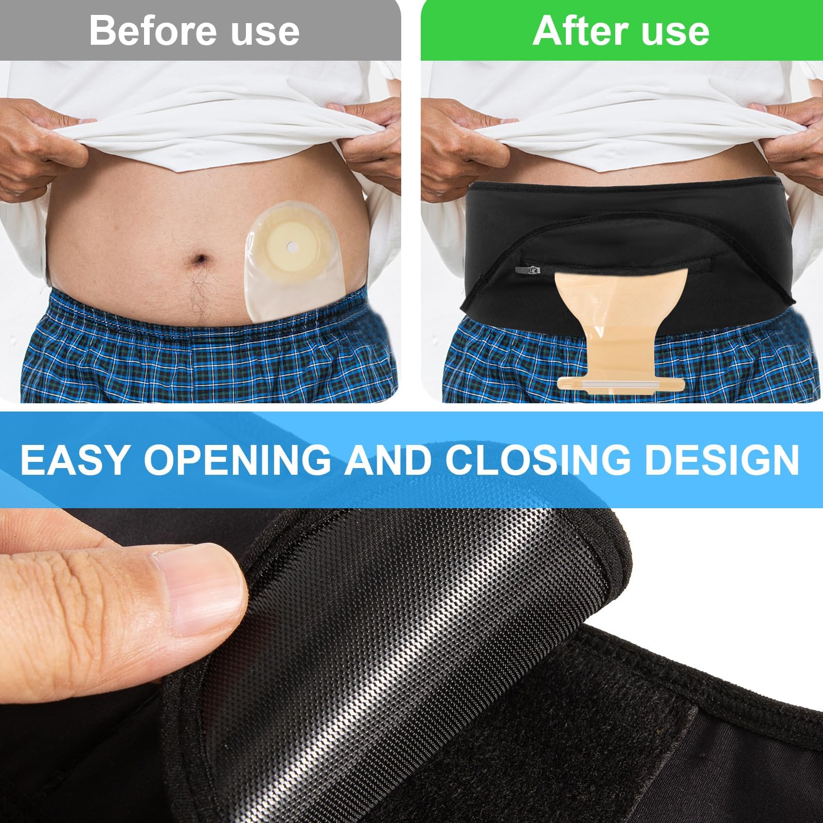 Stoma Gürtel,Stomabeutel,Stomagürtel,Stoma-Schutzhülle,Atmungsaktiver Ostomy Gürtel,Stomabeutel Abdeckung,Ostomy Stützgürtel,Stoma Bandage für Stoma Beutel für Sport & Schwimmen (Large)