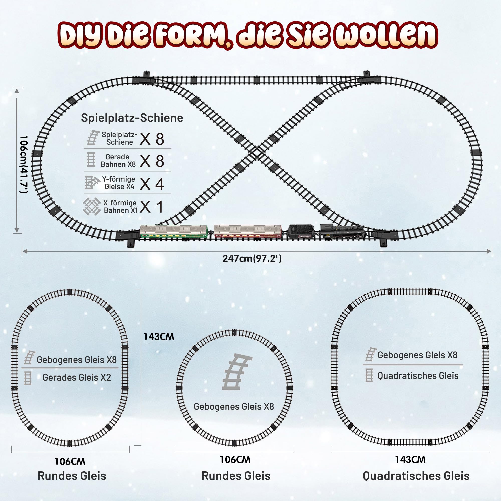 Hot Bee Set De Tren Navideño para Debajo del árbol, Sets De Trenes Recargables De Aleación, Vía De Tren De Juguete, Juguete para Niños, Regalo para Adultos, Niños Y Hombres
