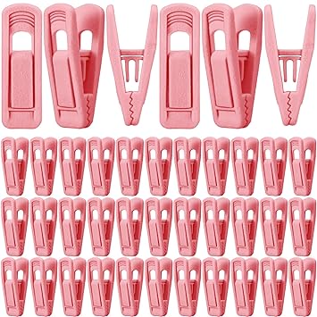 80 Pcs Velvet Hangers Clips Strong Non Slip Velvet Pants Hangers Clips Baby Hanger Clips Finger Clips Flocked Velvet Clothes Pins for Slim Clothes Velvet Hangers (Pink)
