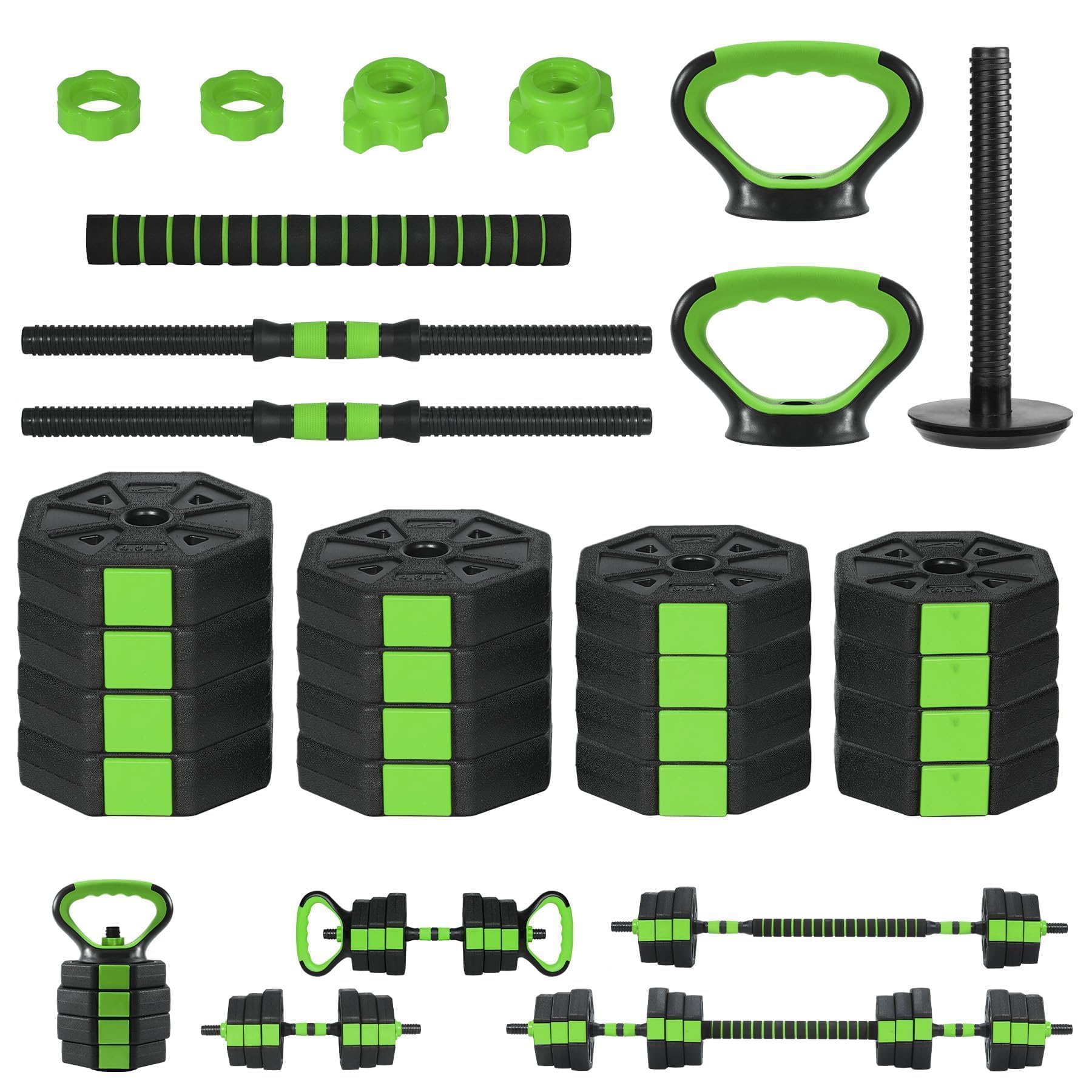 88 LBS Adjustable Dumbbell Set, 4-In-1 Weight Dumbbell Set with Connector, Octagonal Shape & Anti-Slip Handle, Converts to Kettlebells, Barbell, Push Up Stand for Home Gym Men & Women