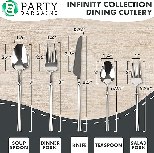 Miniatura 10 de Party Bargains Cubiertos desechables de plástico para ensalada, 40 unidades, negro y dorado, cubiertos de cocina de diseño moderno infinito,