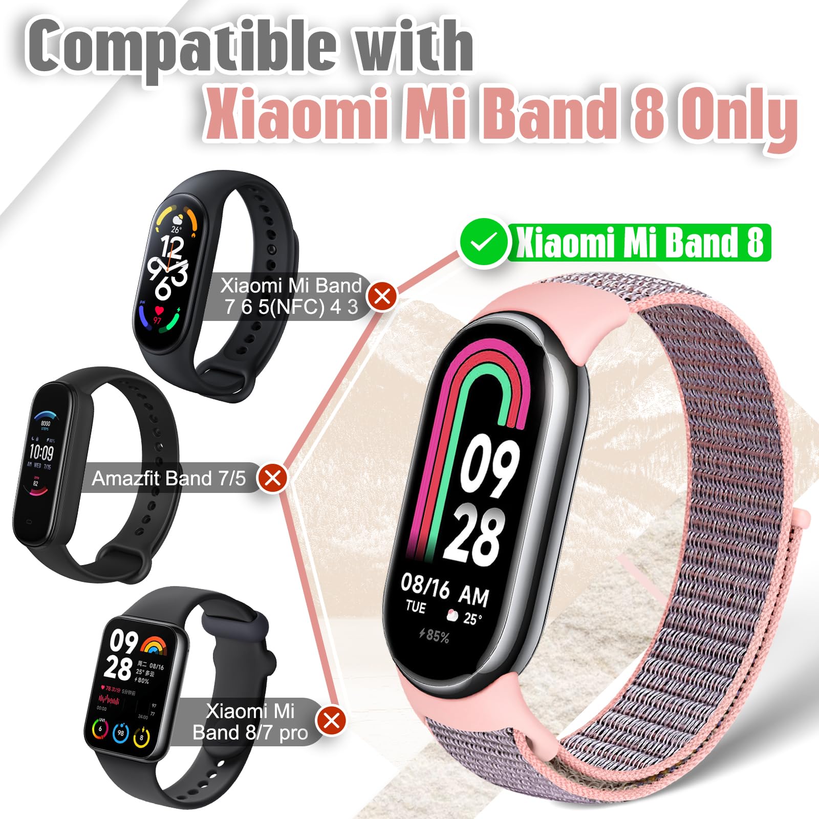 Runostrich Nylon Straps Compatible with Xiaomi Smart Band 10/9/8 Soft Nylon Loop Strap Breathable Adjustable Replacement Band for Women Men - Image 4