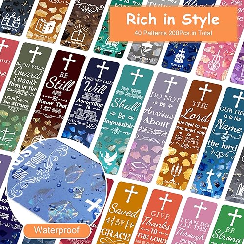 Miniatura 3 de 200 marcadores de 40 estilos con versículos bíblicos inspiradores, marcadores de libros cristianos, marcadores motivacionales de libros cruzados,