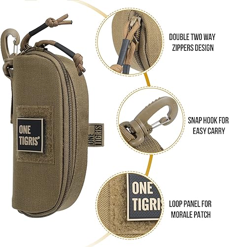 Miniatura 10 de OneTigris - Lentes de sol tácticas Molle estuche duro con cierre estuche de transportenylon 1000D con clip