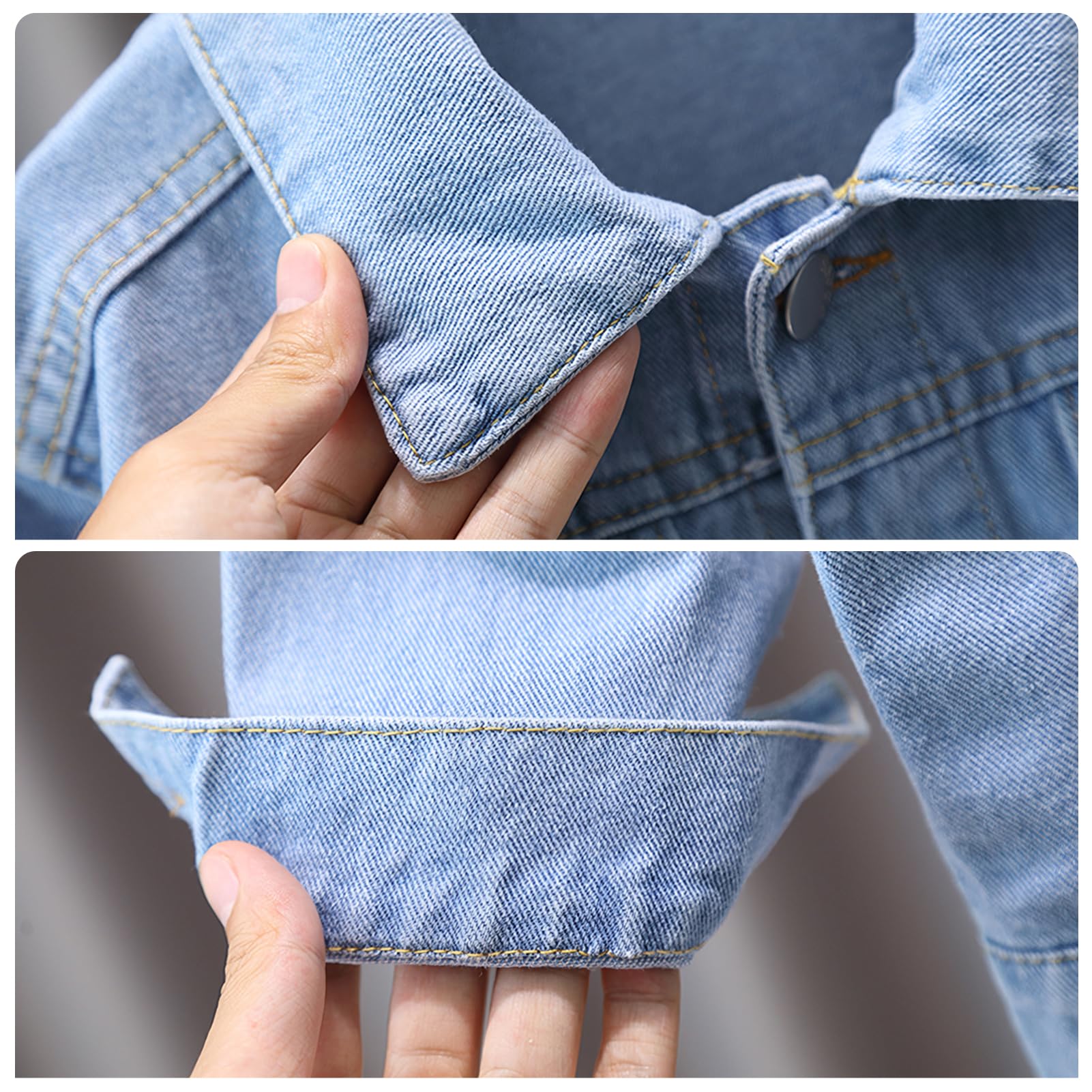 Veste en Jean pour Enfants avec Fleurs Brodées Fille Manteau en Denim avec Bow Outdoor Jacket