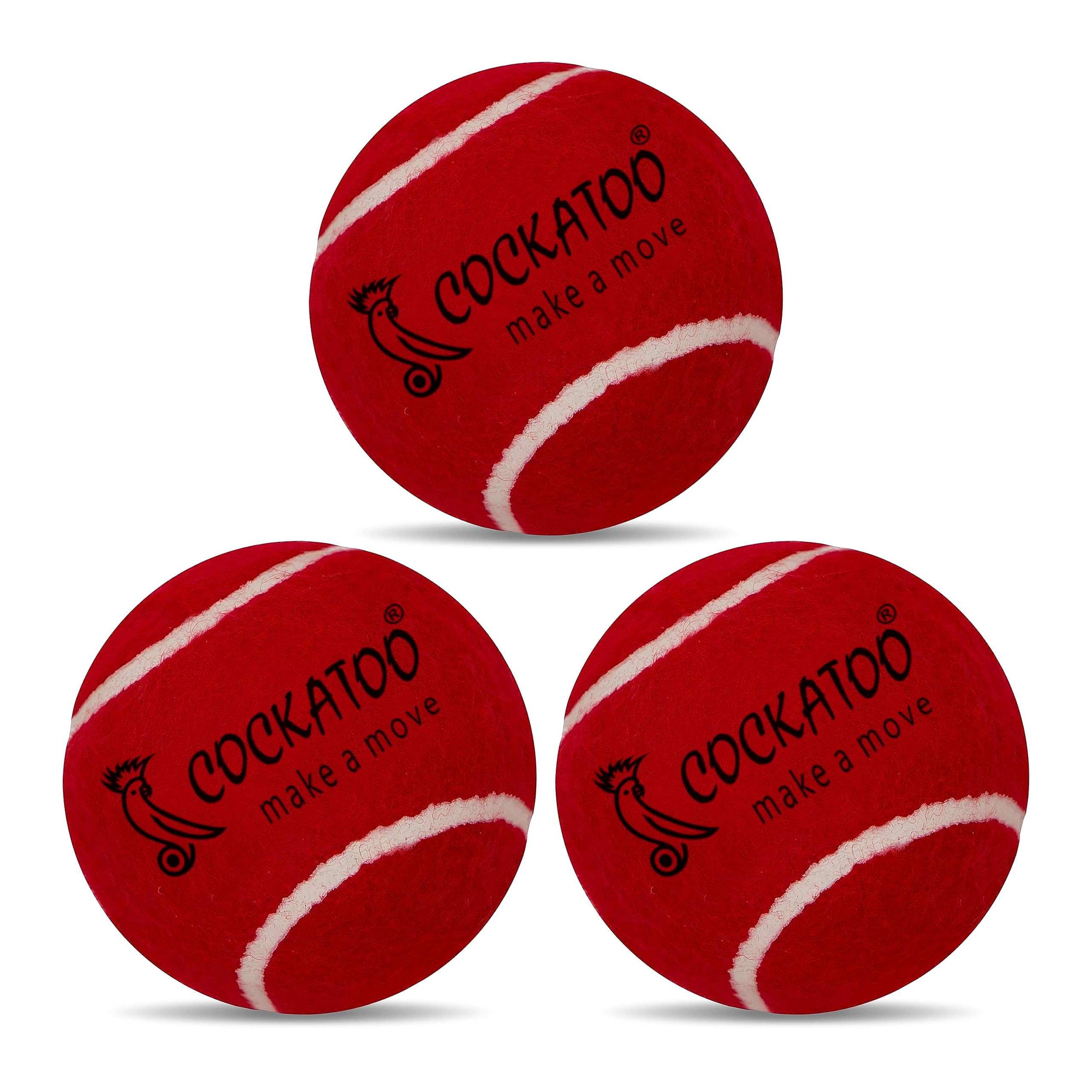 Cockatoo Rubber Cricket Tennis Ball, Construction of Tennis Ball for Cricket for Optimal Performance,Suitable for All Skill Levels. (120 Gr Per Ball -Pack of 3-Red) (B0C96XFGXM) Amazon Price History, Amazon Price Tracker