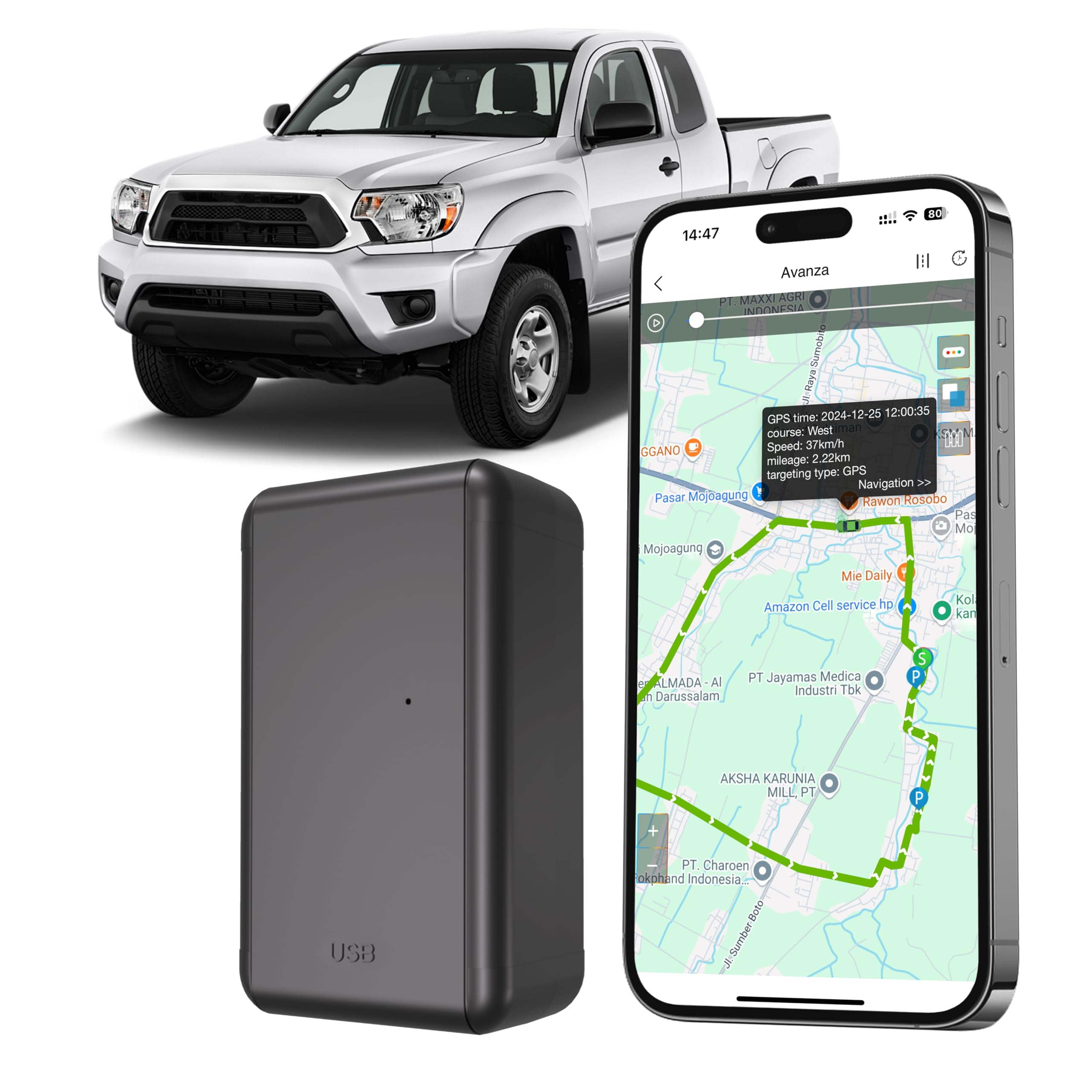 G05A GPS Tracker for Vehicle No Monthly Fees, SIM Card Included, Real-Time Tracking, Global Coverage, Geo-Fencing, Strong Magnetic Attachment, Long