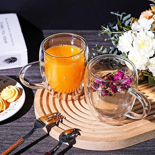 Miniatura 7 de Moretoes Tazas de café de vidrio de doble pared de 12 onzas, juego de 6 tazas de café de vidrio, tazas de café con aislamiento