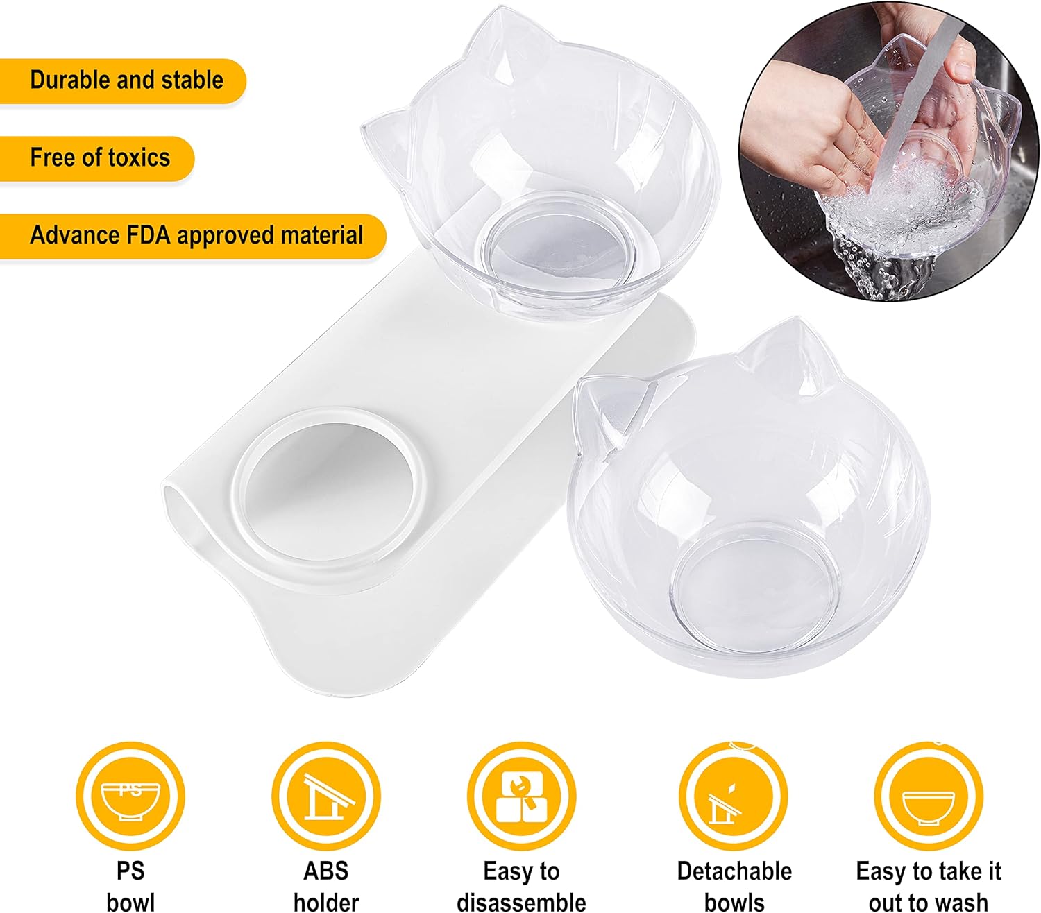 Cat Bowls with Stand Tilted 15° - Raised Cat food bowl with scoop, Anti over-turned and Anti spill Tilted Cat Bowl, Feeding and Water Supplies for Cat 4 81HtJMiX7SL. AC SL1500