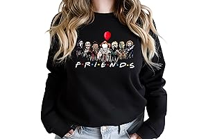 New Release! Horror Characters Friends Sweatshirt, Halloween Horror Movie Sweatshirt For Women,...