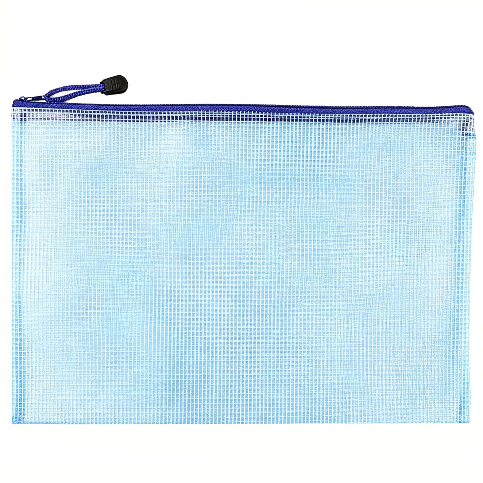 Unifizz Plastic Wallets A5 File Folder Document Mesh Zipper Bags Waterproof Zip Wallet Bag Office Stationery Storage Pouch Blue