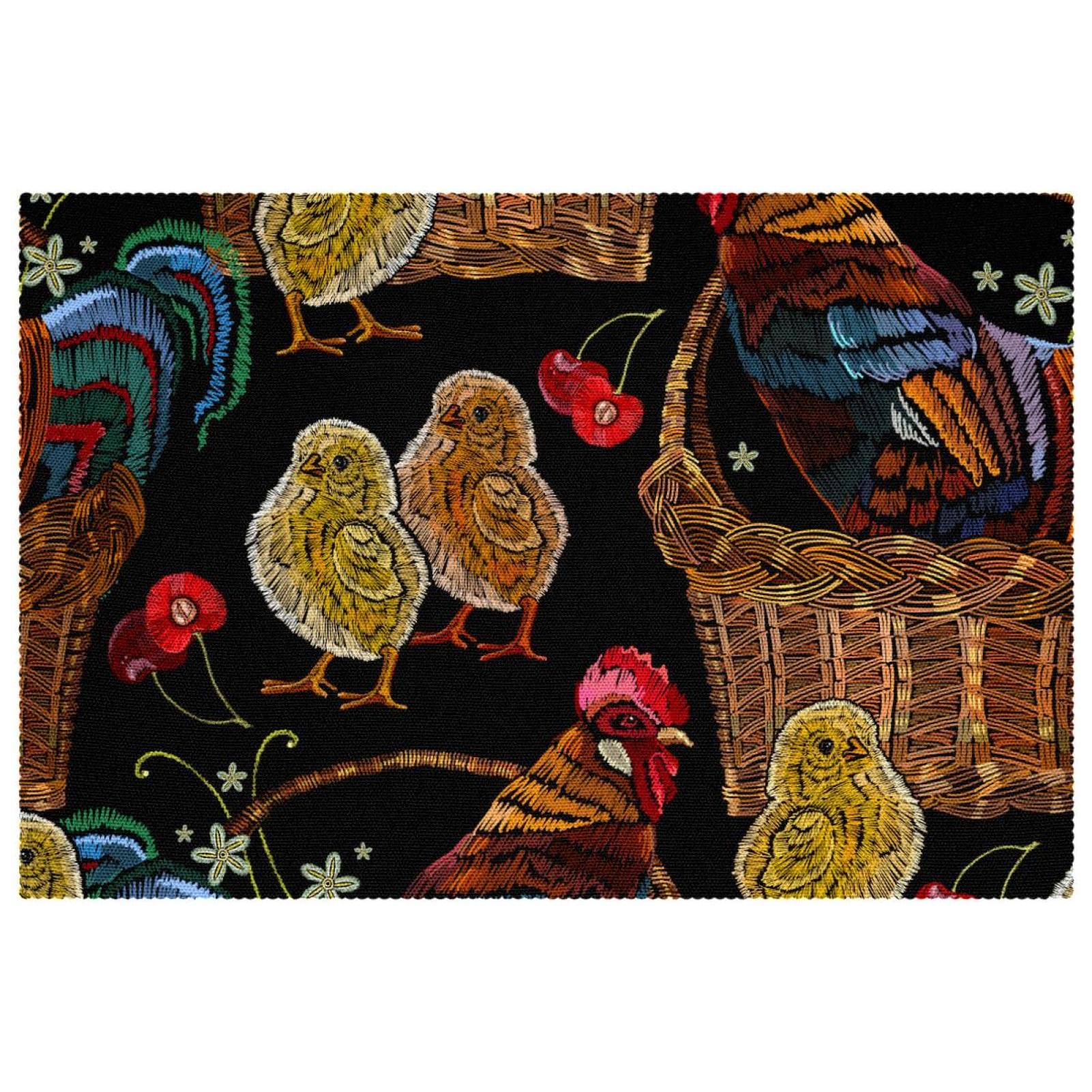 Set de table en forme de coq pour décoration de table rustique et repas de famille