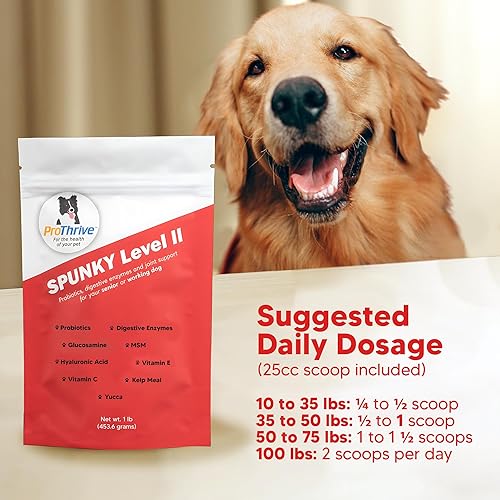 Miniatura 7 de Spunky - Suplemento de cadera y articulaciones de nivel II para perros, glucosamina para perros con MSM, vitaminas y suplementos para perros que