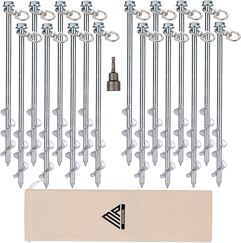 Miniatura 1 de Anclajes de tierra atornillados - Juego de 2 piezas con broca - Anclajes de tierra - Estacas de tierra resistentes - Anclajes de casa móvil - Kit de