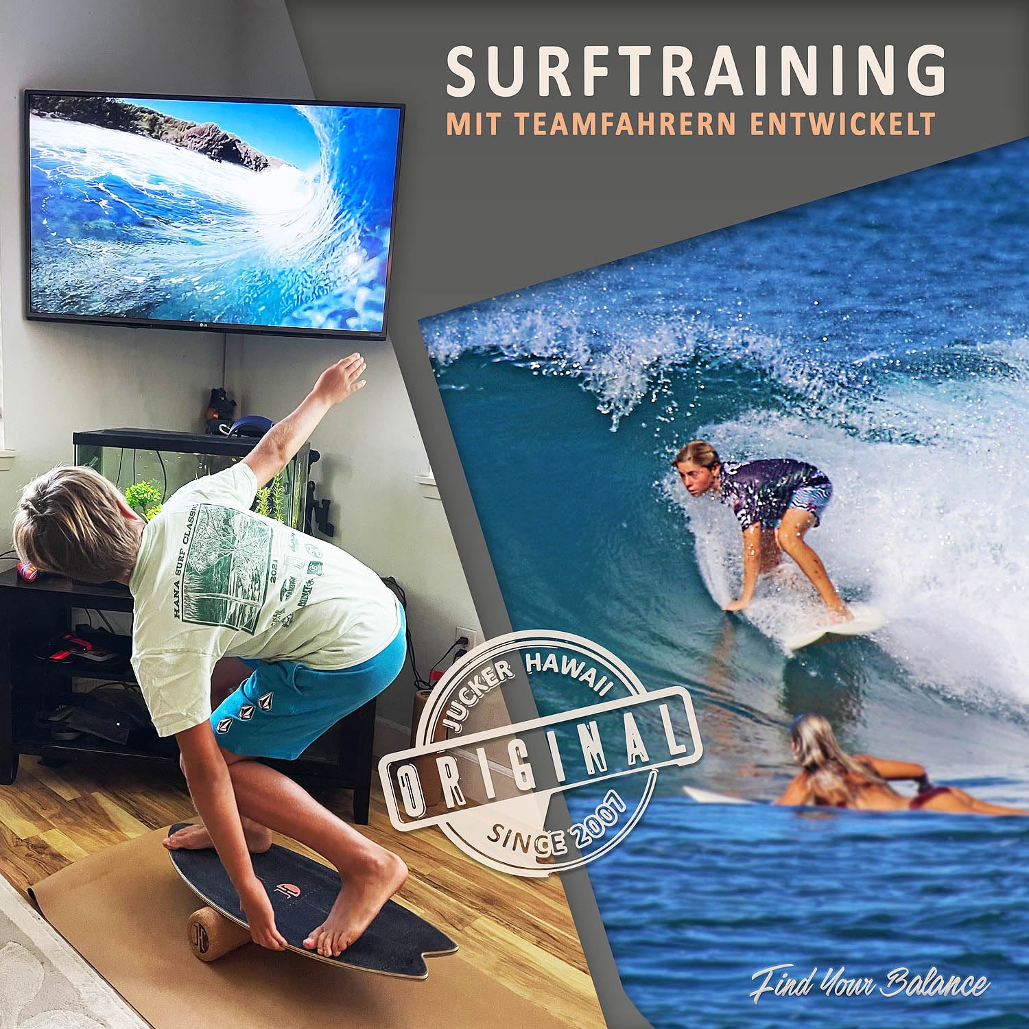 JUCKER HAWAII Kork Halbkugel - Passend für jedes Balance Board - Pures Surf-Feeling & Ganzkörpertraining - Ø 30 cm, Höhe 10 cm - Für Kinder & Erwachsene