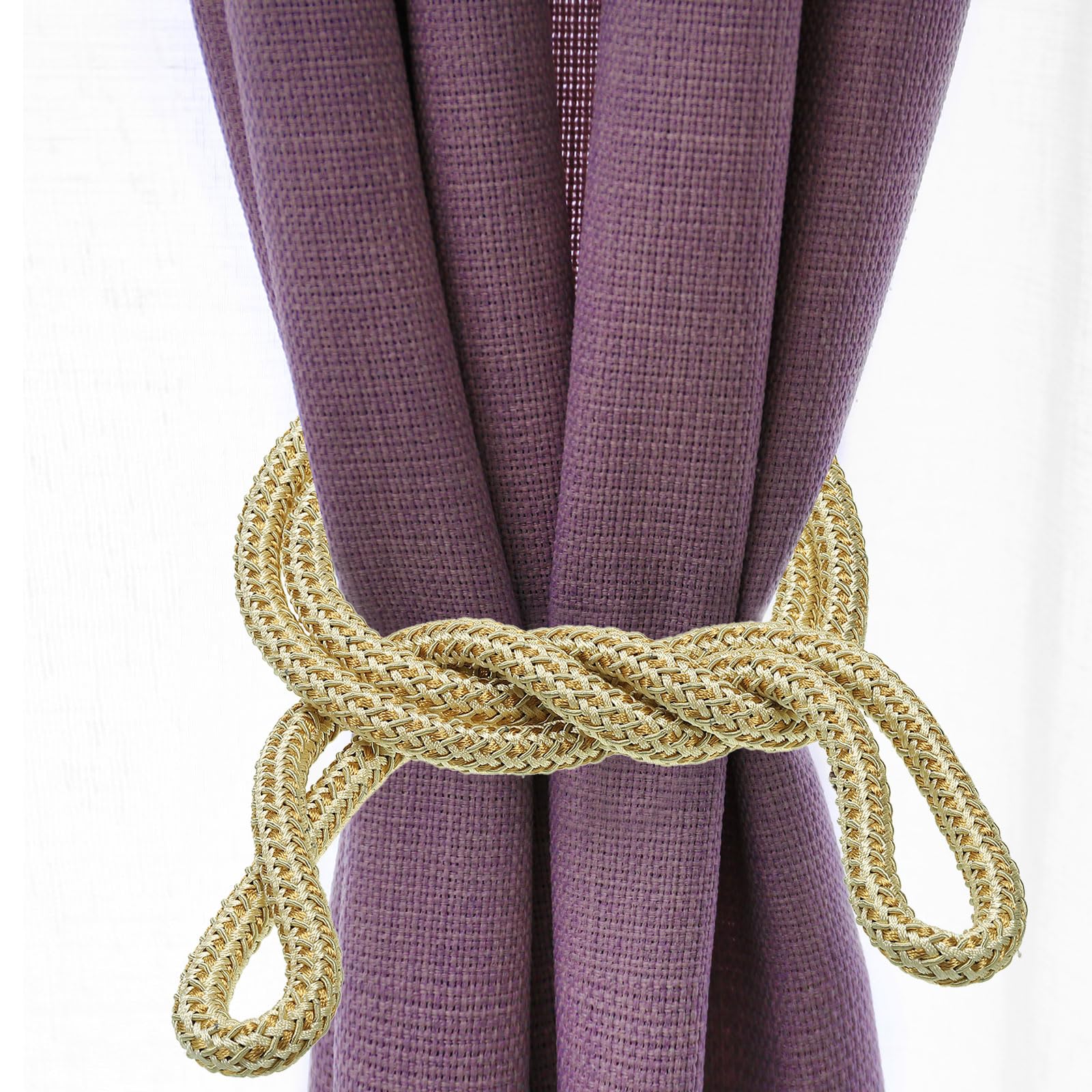 2 Pack Curtain Tiebacks With Tassels - Luxury Rope Holdbacks For Drapery (Pink) - View #11