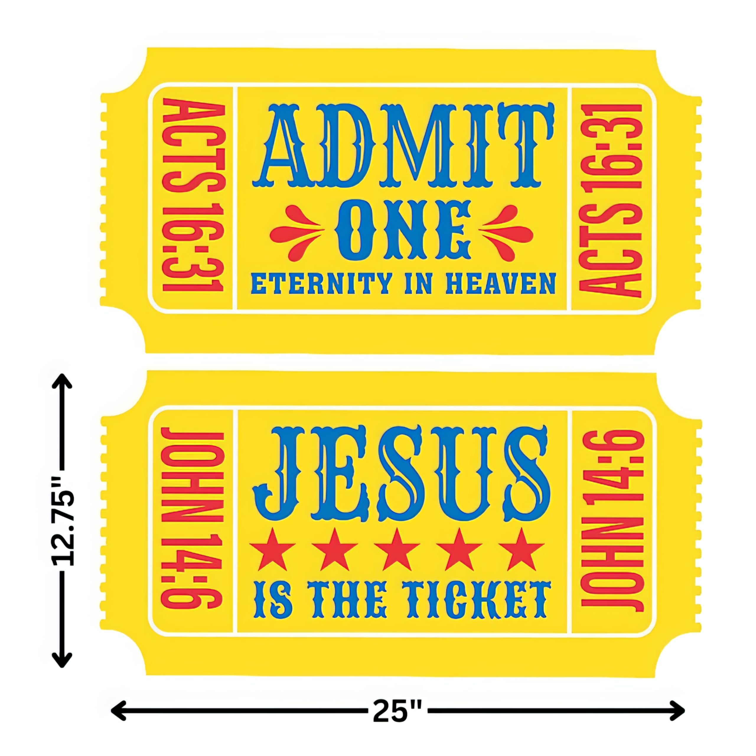 Fun Express Religious Giant Carnival Ticket Cutouts - Party Decor - VBS Vacation Bible School Supplies/Decor - 6 Pieces