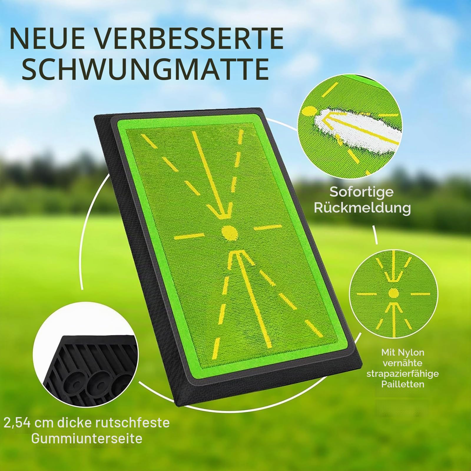 Golf-Schwingmatte – Sofortige Rückkehr | Indoor/Outdoor Trainingsmatte | rutschfeste Unterseite, langlebiger Samt