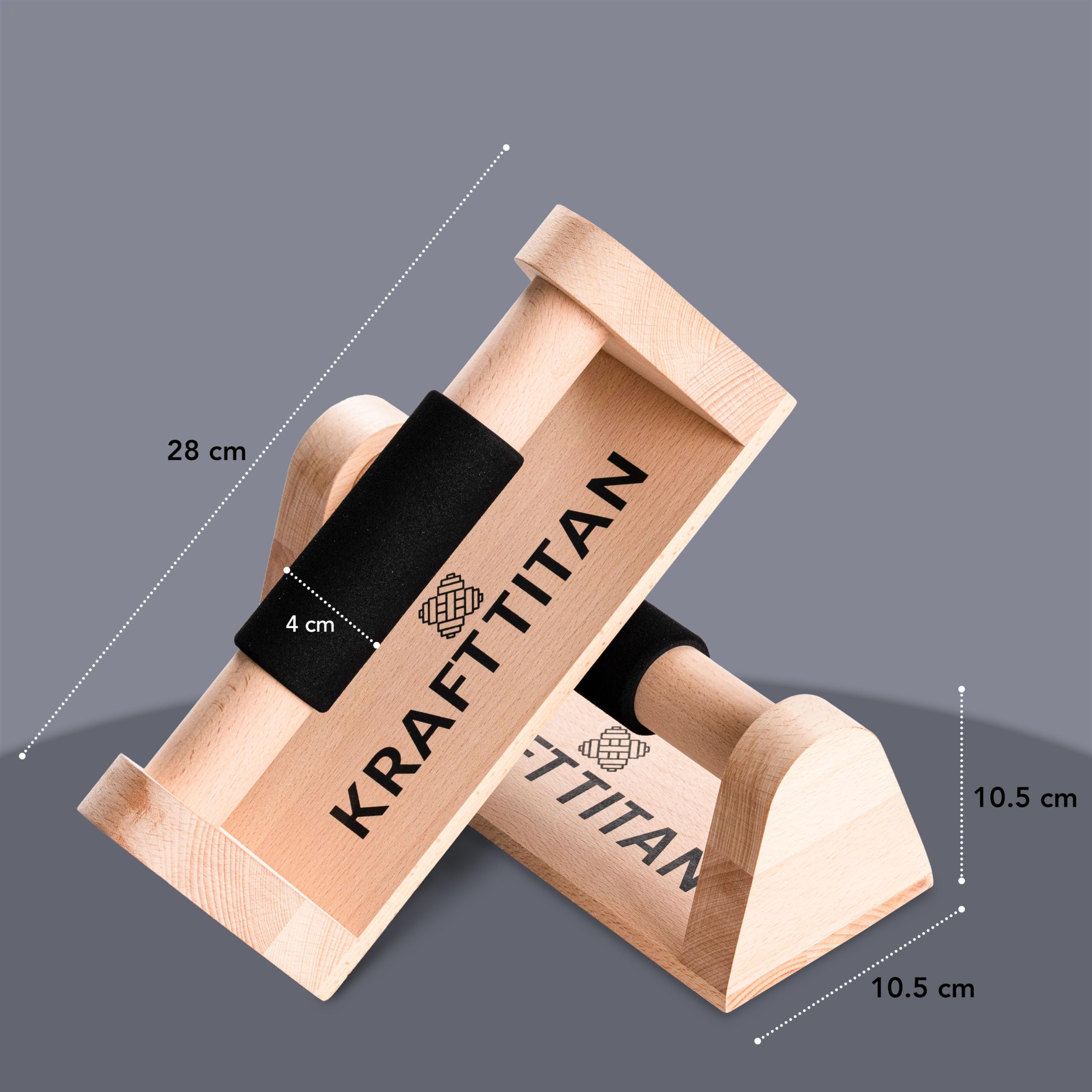 Premium Liegestützgriffe aus Holz [Extrem rutschfest und stabil] mit Soft Grip Griff | Parallettes | Ergonomische und gelenkschonende Handstand Griffe | Calisthenics Equipment