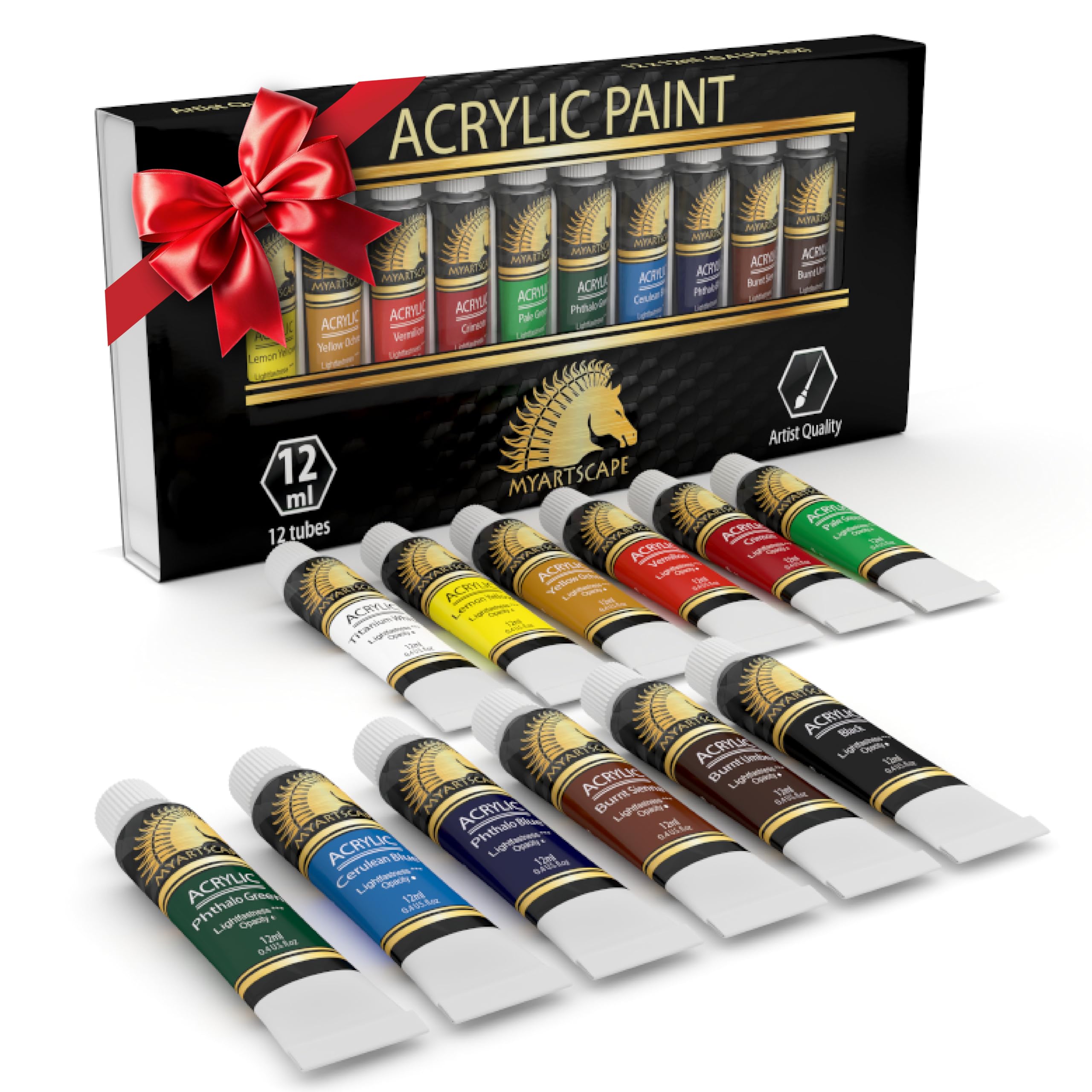 MyArtscape Acrylic Paint Set - 12 x 12ml Tubes - Lightfast - Heavy Body