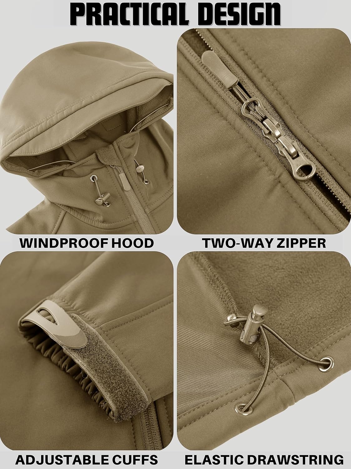 TACVASEN Men's Tactical Jacket with Hood Water Resistant Special Ops Military Softshell Coat - Image 5