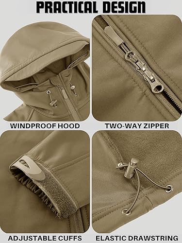 Miniatura 5 de TACVASEN Chaqueta táctica para hombre con capucha, resistente al agua, para operaciones especiales, capa softshell militar