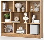 10 Cube Storage Organizer, 4 Tier Open Bookcase, Modern Bookshelves and Bookcases, 41" Floor Standing Wooden Display Bookshelf for Living Room Bedroom Office (Natural, 47.5" x 9.5" x 41")