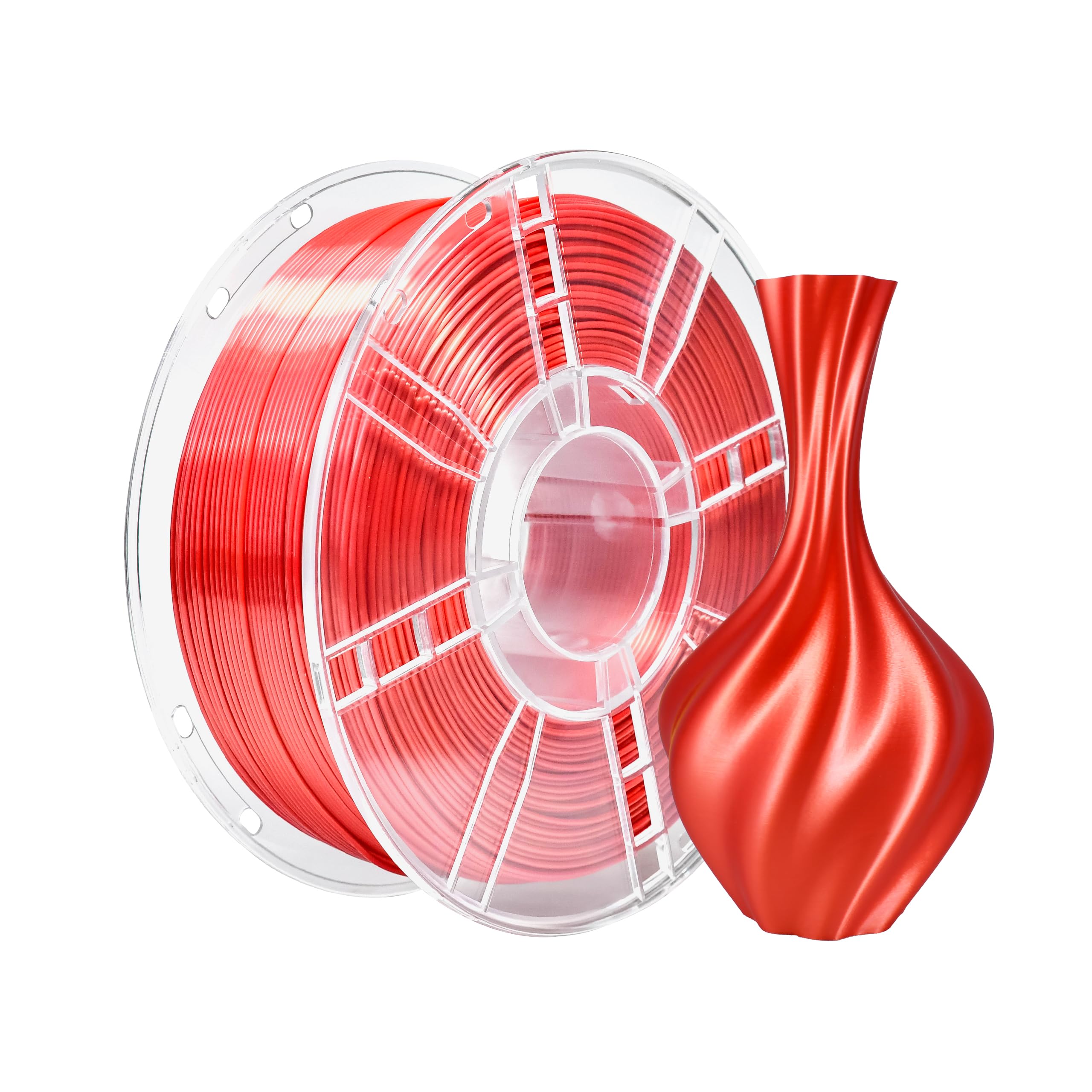iBOSS Silk PLA Plus Filament 1.75mm Red 1KG, PLA+ 3D Printer Filament Dimensional Accuracy +/- 0.02mm, 1kg Spool(2.2lbs) 3D Printing Filament Fits for Most FDM 3D Printers