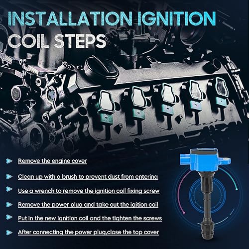 Miniatura 7 de Paquete de 4 bobinas de encendido compatibles con Nissan Altima Sentra X-Trail 2002 2003 2004 2005 2006 2007 2008 L4 2.5L, reemplazo UF350 C1398