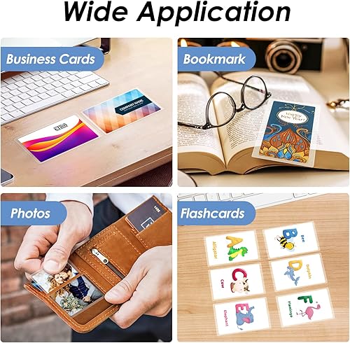 Miniatura 6 de KTRIO Bolsas de laminación autosellantes de 2.6 x 3.9 pulgadas, 30 bolsas, 10 mil de grosor, hojas laminadas autoadhesivas para tarjetas de visita,